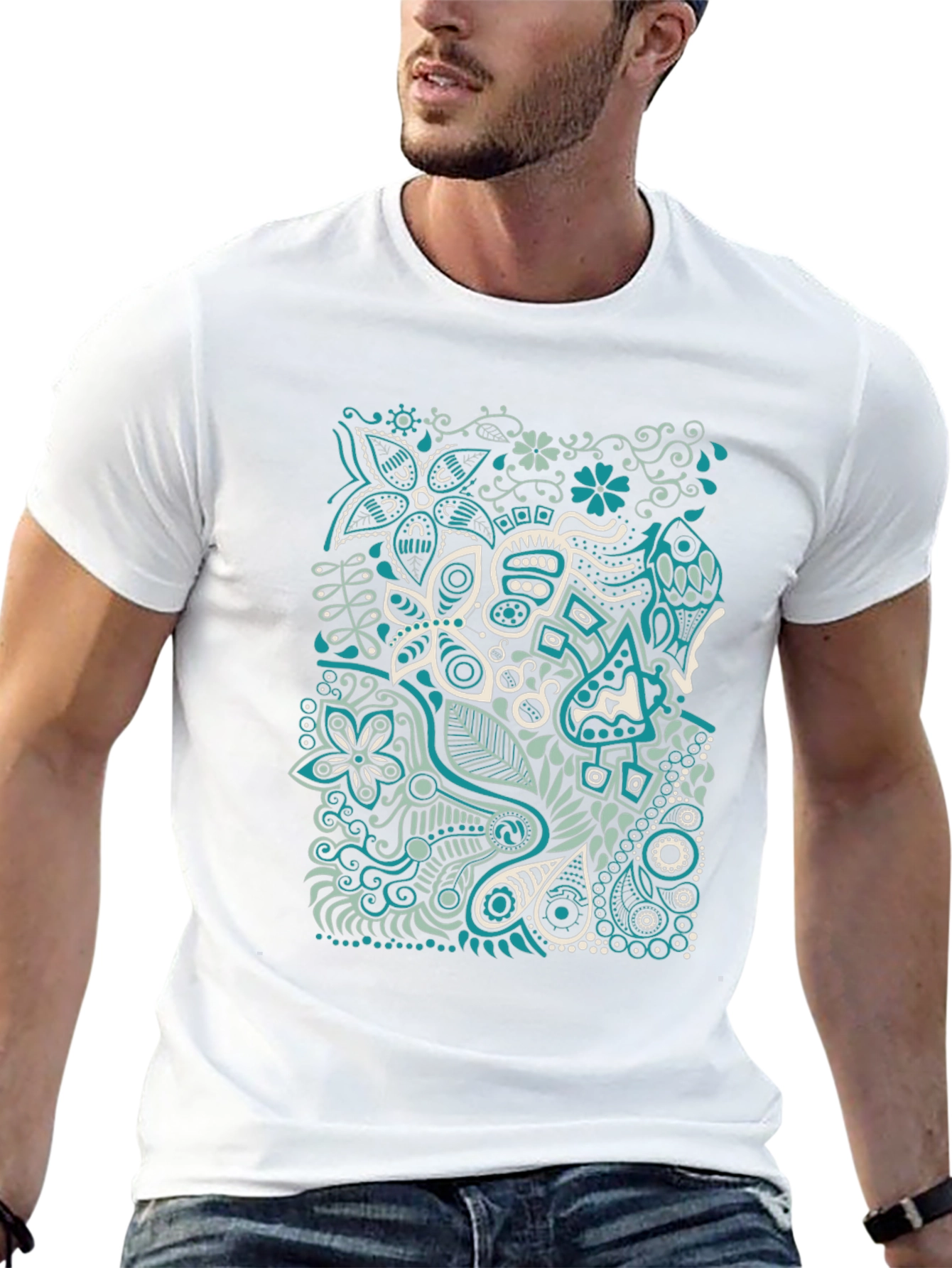 Abstract Teal Graphic Tee