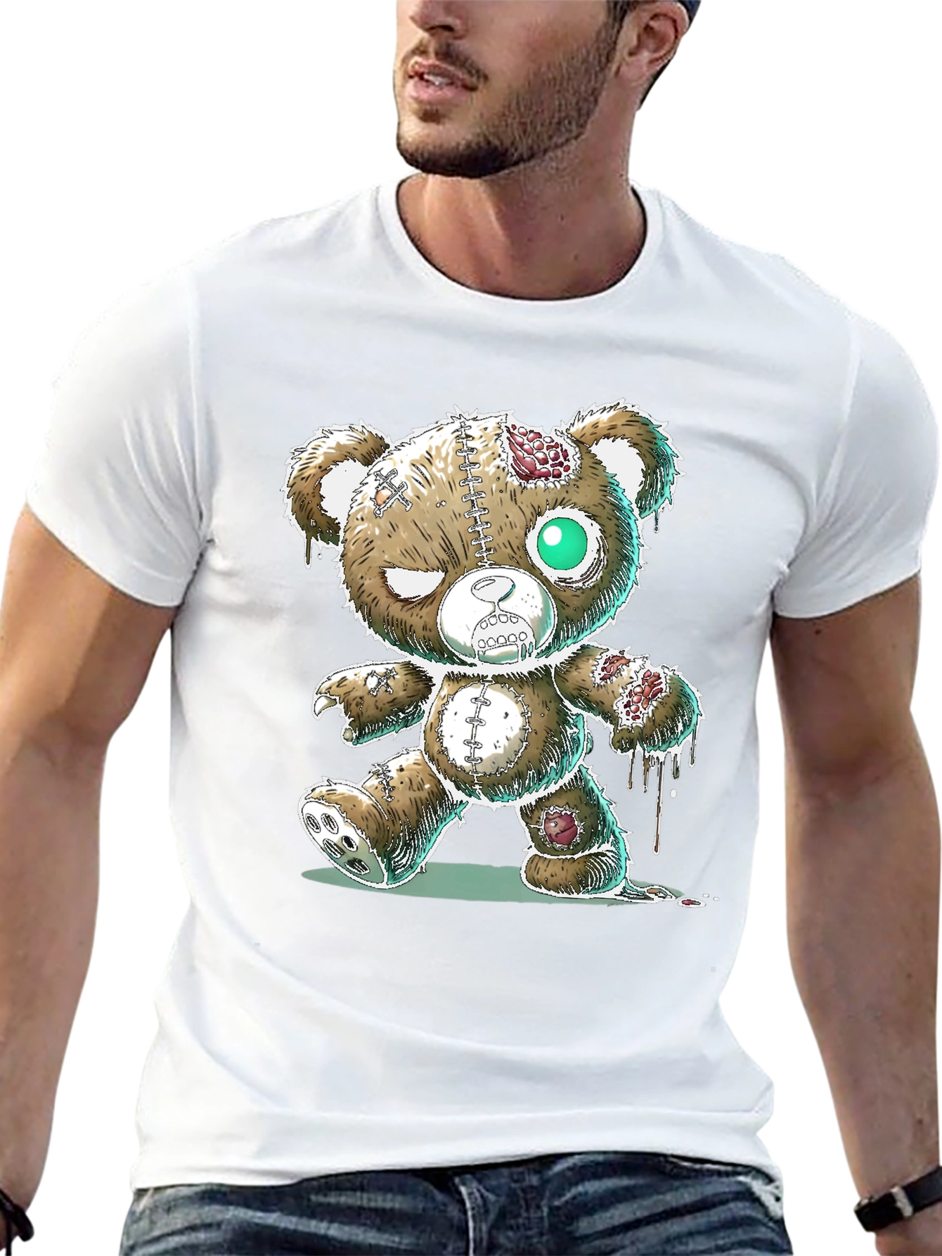 Zombie Teddy Bear Graphic T-Shirt