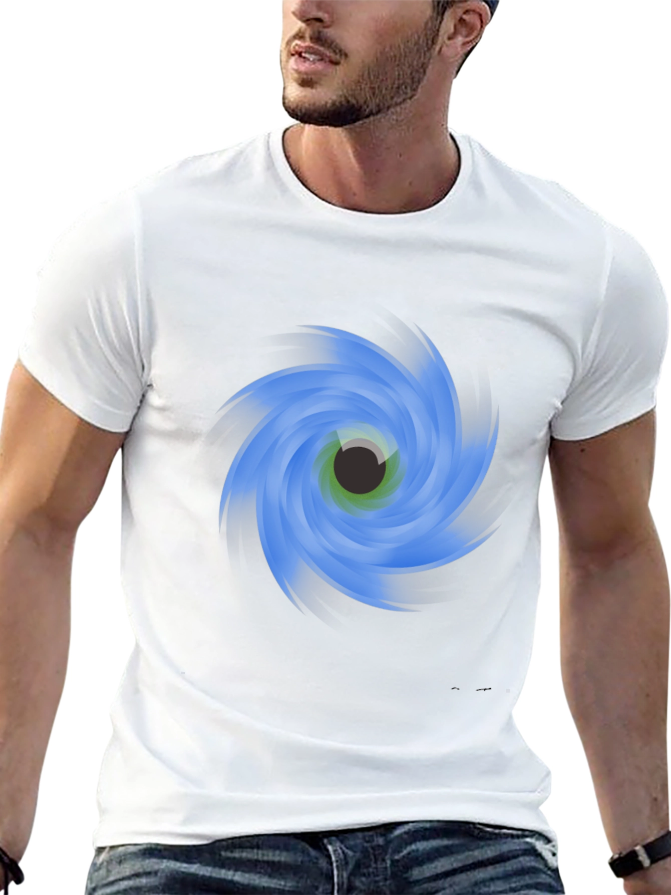 Abstract Eye Vortex Graphic Black T-Shirt