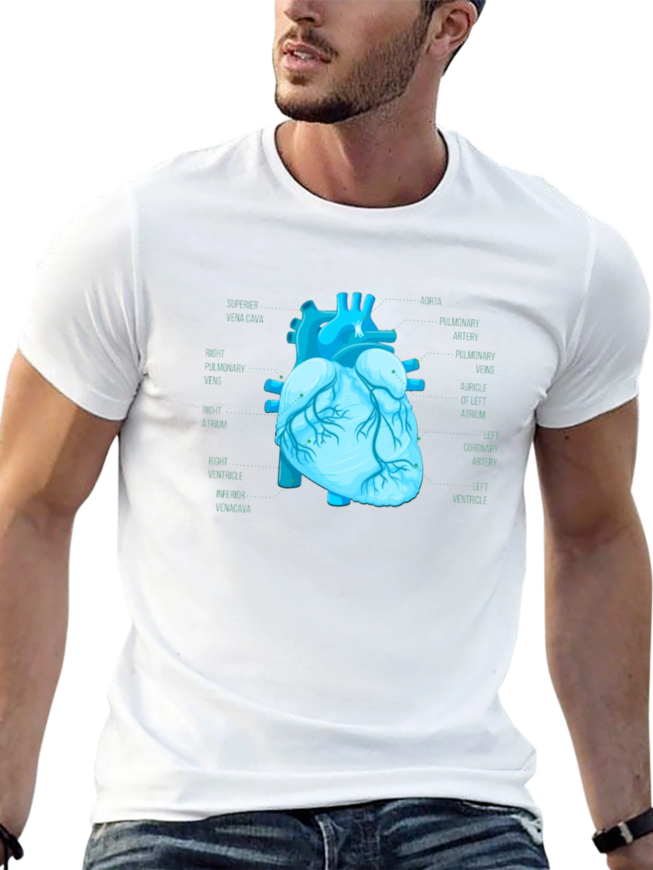 Anatomical Heart Print T-Shirt - Medical Science Tee