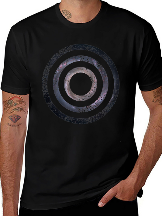 Abstract Galaxy Circle Graphic Tee - Black