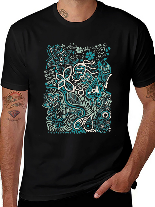Abstract Teal Graphic Tee