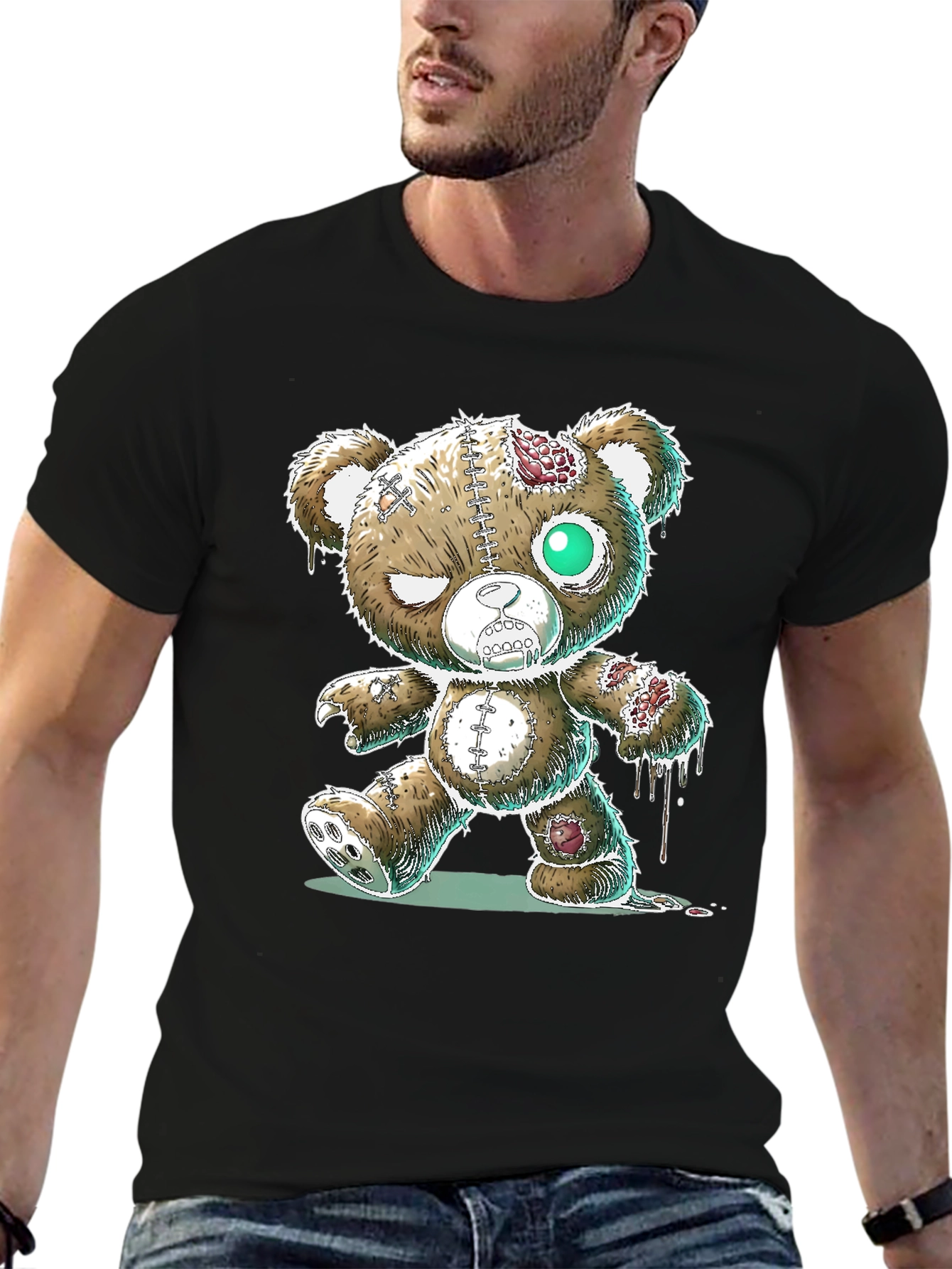Zombie Teddy Bear Graphic T-Shirt