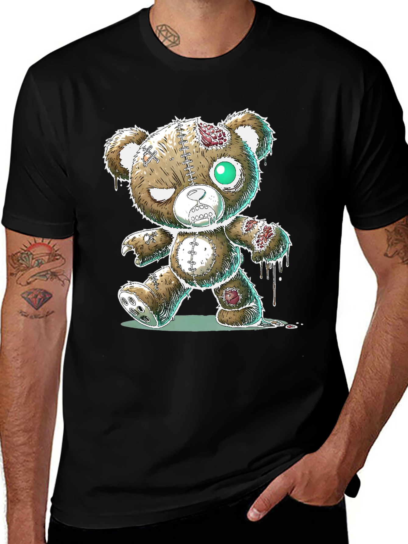Zombie Teddy Bear Graphic T-Shirt