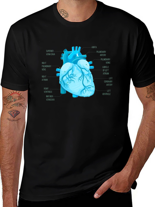 Anatomical Heart Print T-Shirt - Medical Science Tee