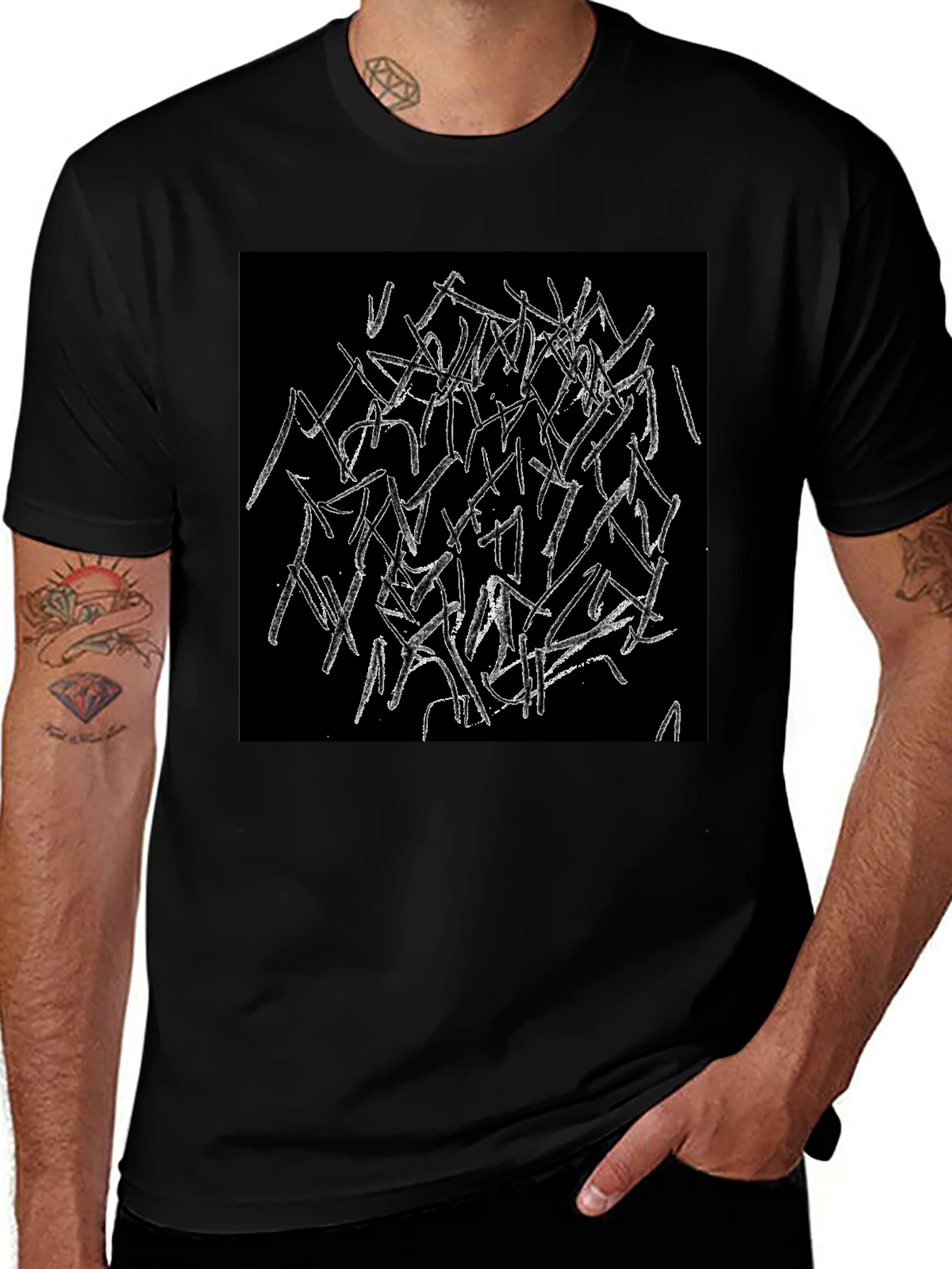 Abstract Graphic Black T-Shirt