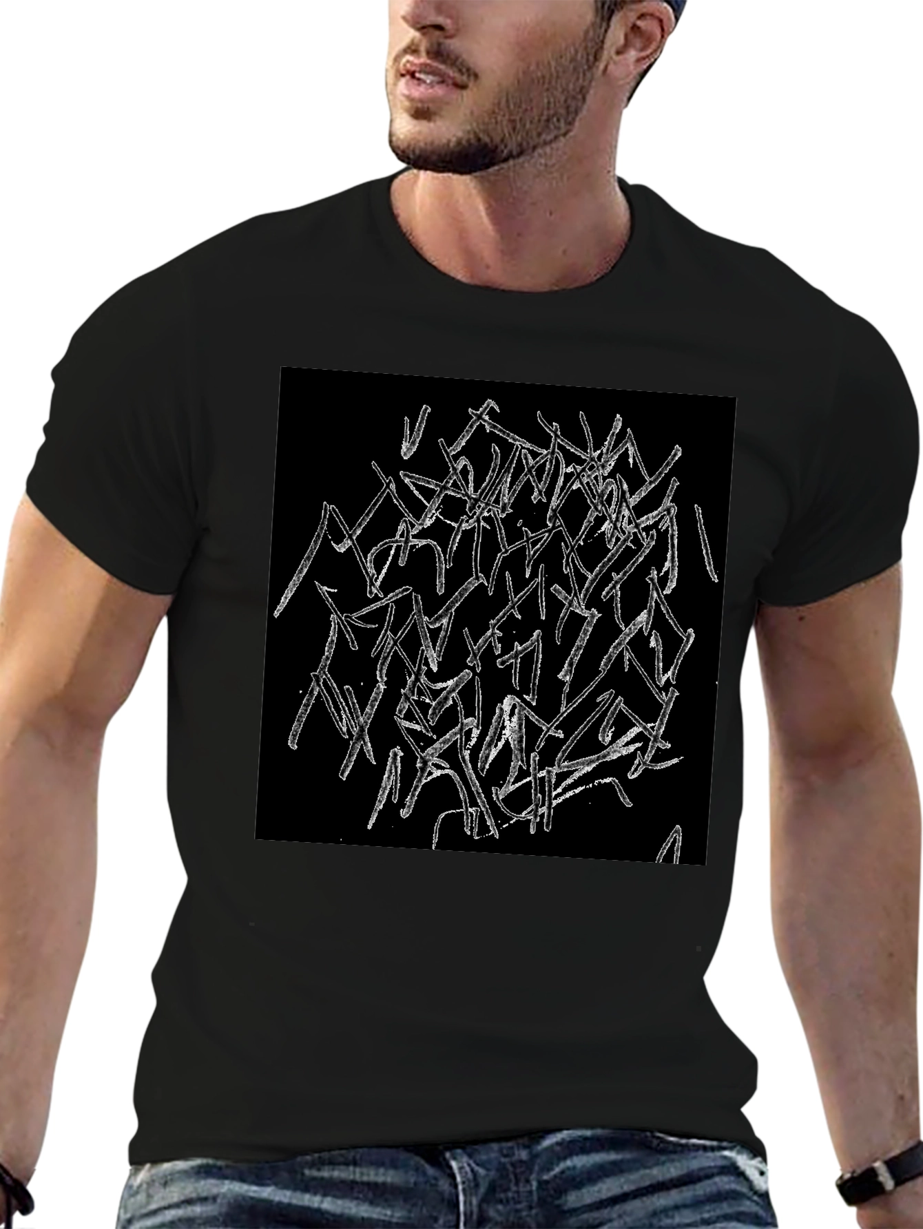 Abstract Graphic Black T-Shirt