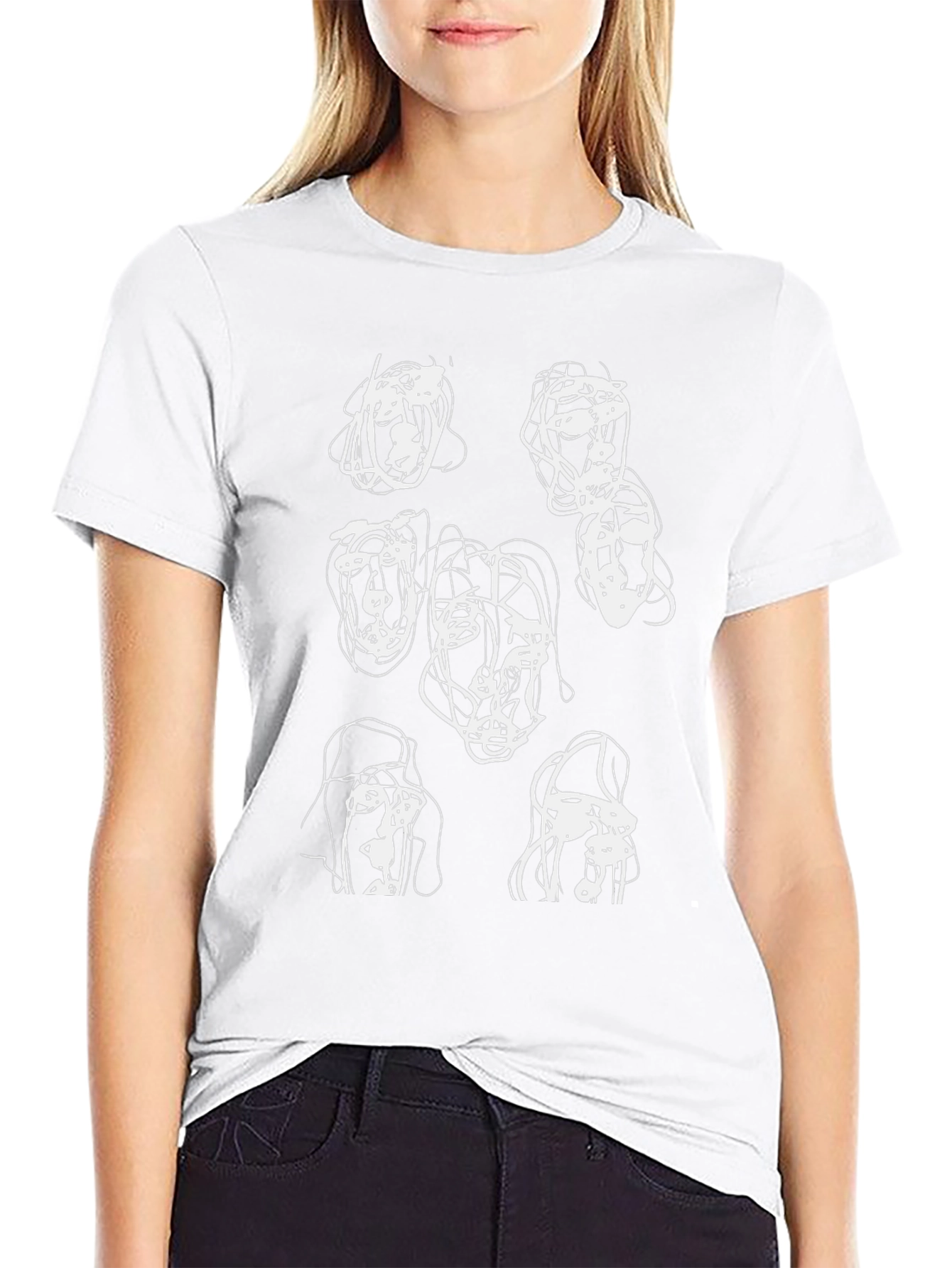 Abstract Faces Black Graphic Tee