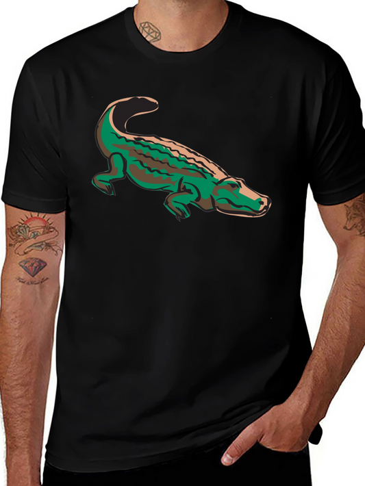 Alligator Graphic Print Black Tee